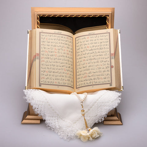 Ahşap Sandıklı Kur’an-ı Kerim Seti (Beyaz)
