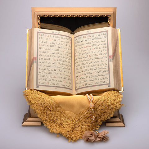 Ahşap Sandıklı Kur’an-ı Kerim Seti (Gold)