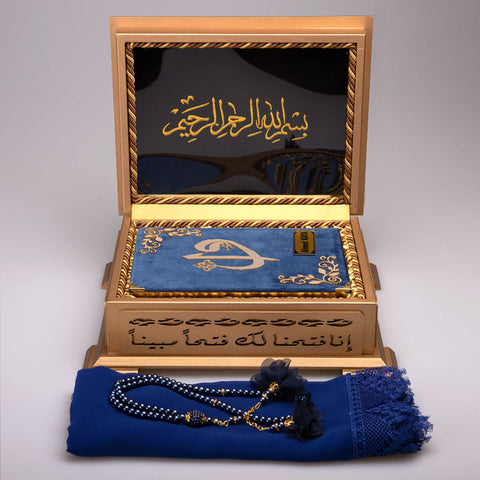 Ahşap Sandıklı Kur’an-ı Kerim Seti (Lacivert)
