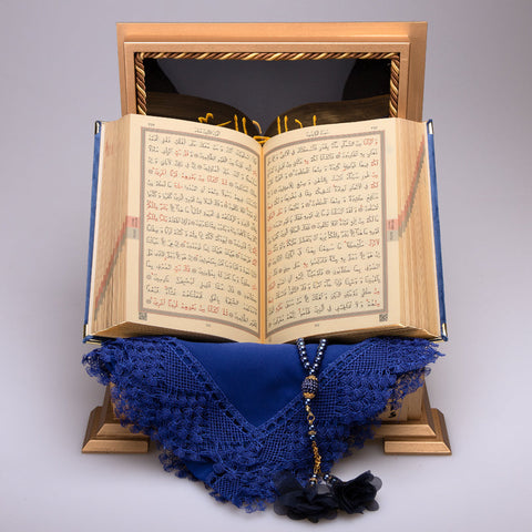 Ahşap Sandıklı Kur’an-ı Kerim Seti (Lacivert)