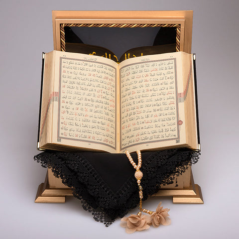 Ahşap Sandıklı Kur’an-ı Kerim Seti (Siyah)